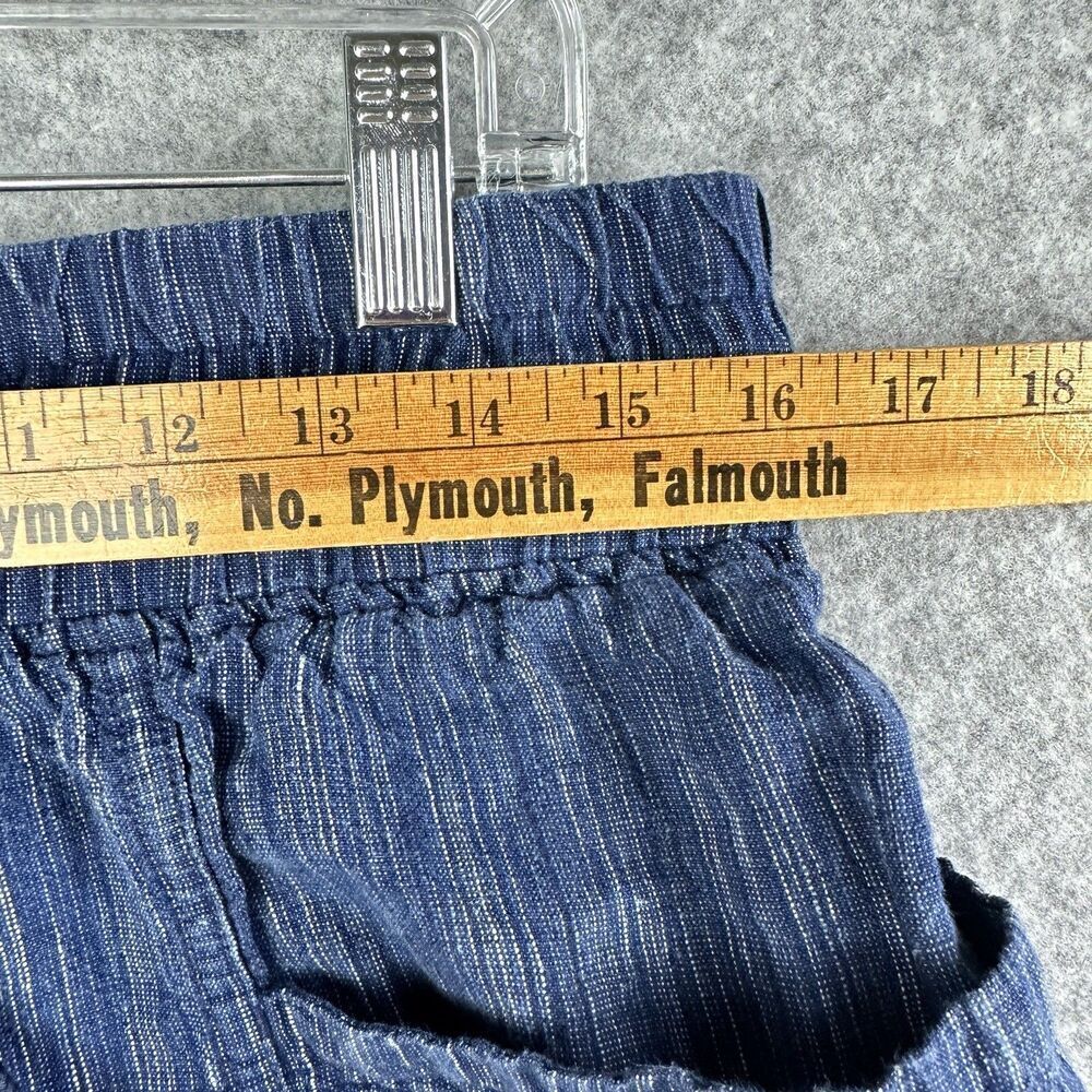 Athleta Cabo Linen Textured Shorts Womens 10 Blue Pull On Drawtstring Pockets 4" - Picture 7 of 13